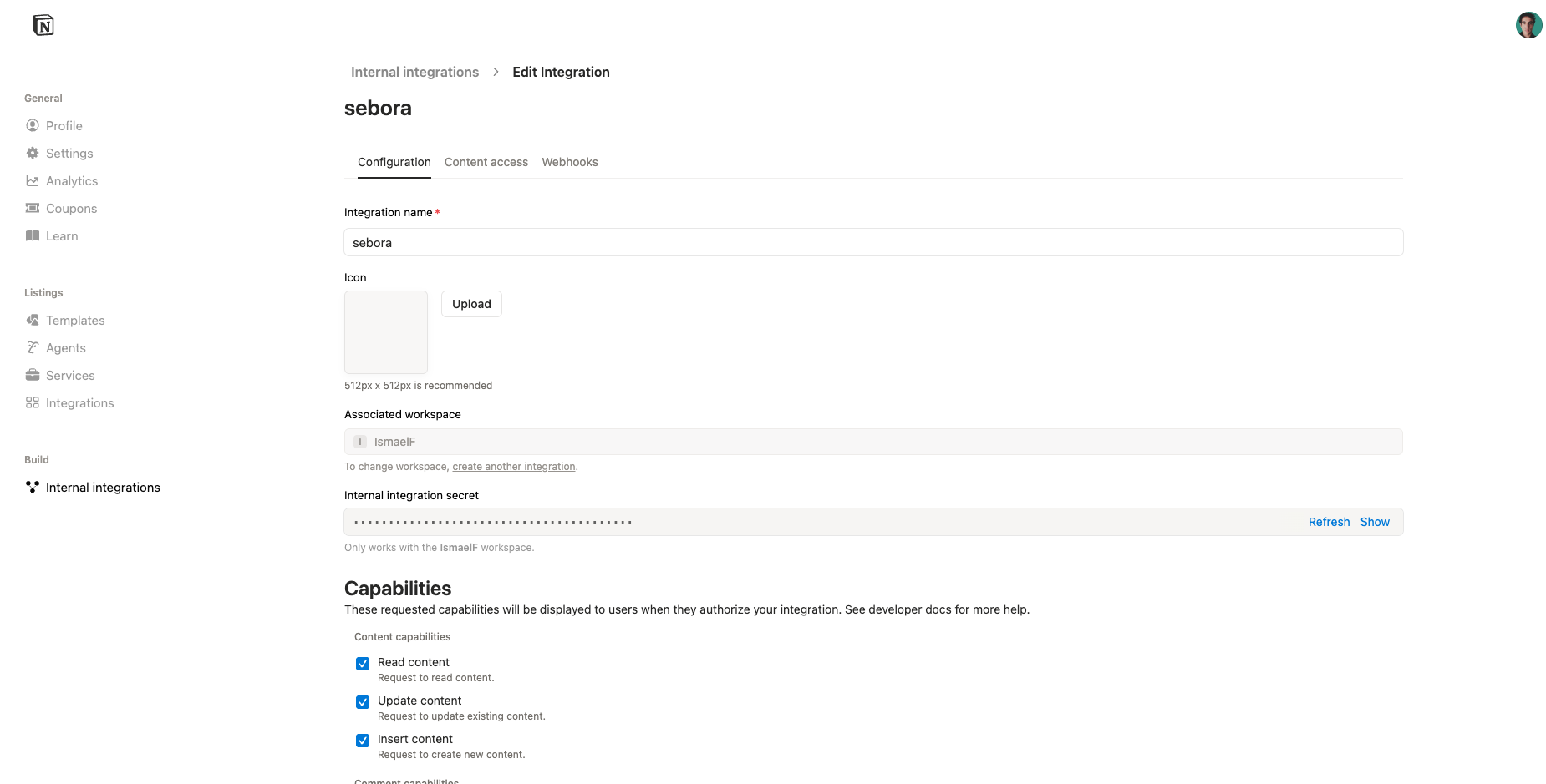 Notion integration configuration